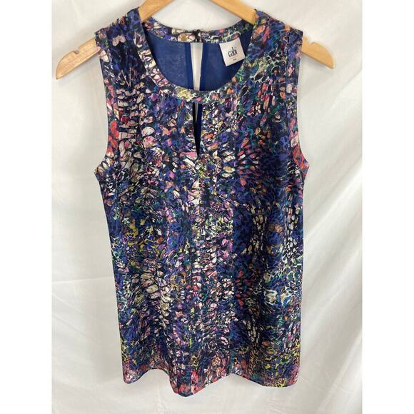 CAbi # 3093 Stained Glass Keyhole Sleeveless Blouse Size Small - Picture 2 of 8